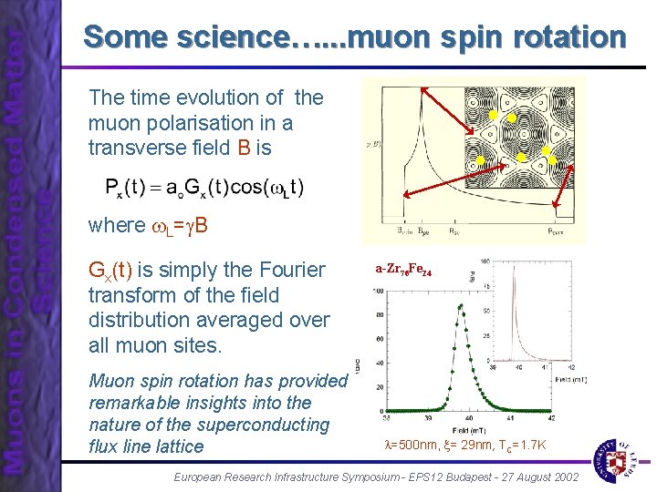 Some science…. . . muon spin rotation The time evolution of the muon polarisation