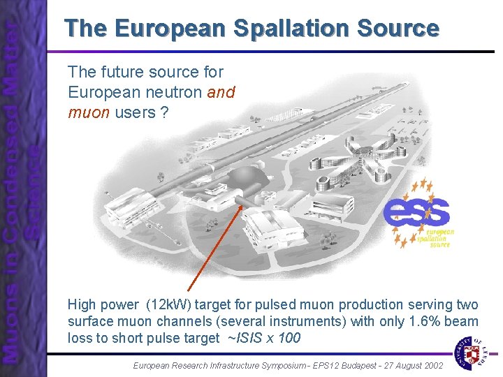 The European Spallation Source The future source for European neutron and muon users ?