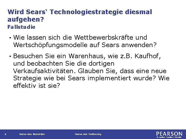 Wird Sears‘ Technologiestrategie diesmal aufgehen? Fallstudie 9 • Wie lassen sich die Wettbewerbskräfte und