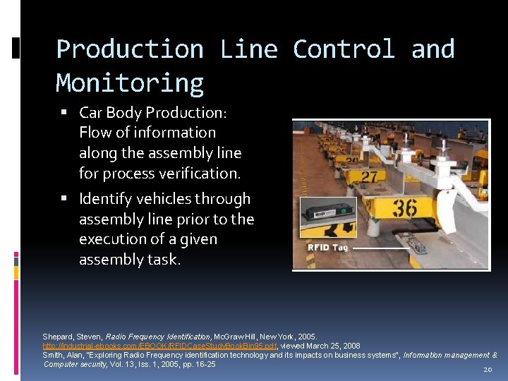 Production Line Control and Monitoring Car Body Production: Flow of information along the assembly