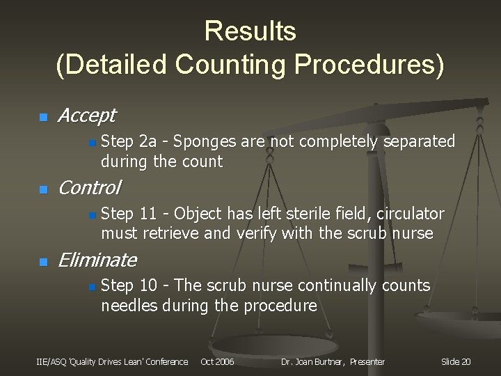 Results (Detailed Counting Procedures) n Accept n n Control n n Step 2 a