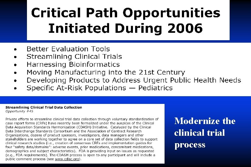 Modernize the clinical trial process 
