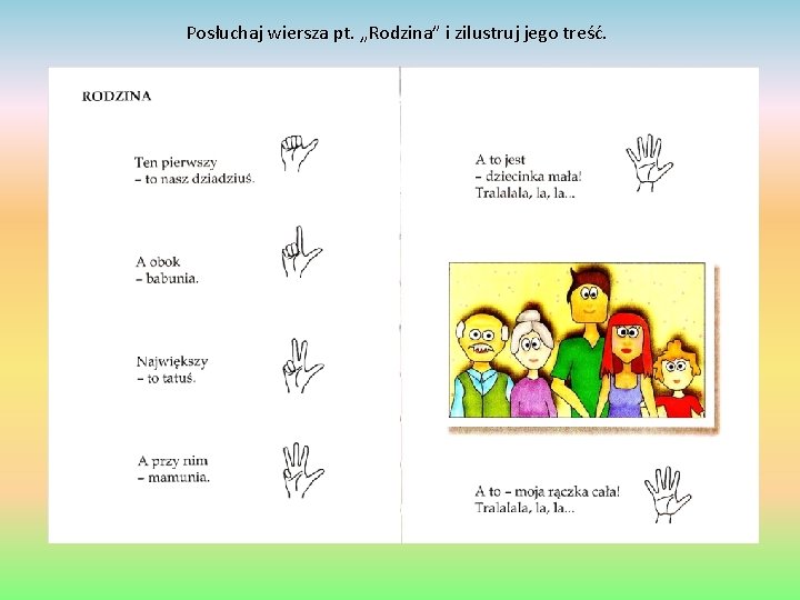 Posłuchaj wiersza pt. „Rodzina” i zilustruj jego treść. 