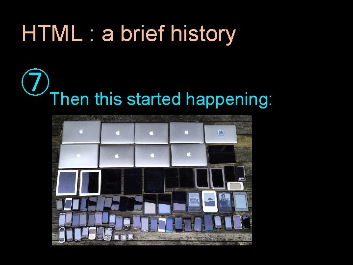 HTML : a brief history ➆Then this started happening: HTML : a brief history ➆Then this started happening: