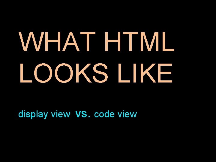 WHAT HTML LOOKS LIKE display view vs. code view WHAT HTML LOOKS LIKE display view vs. code view
