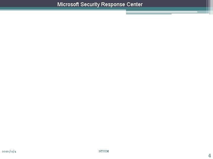 Microsoft Security Response Center 2020/11/4 NTUIM 4 