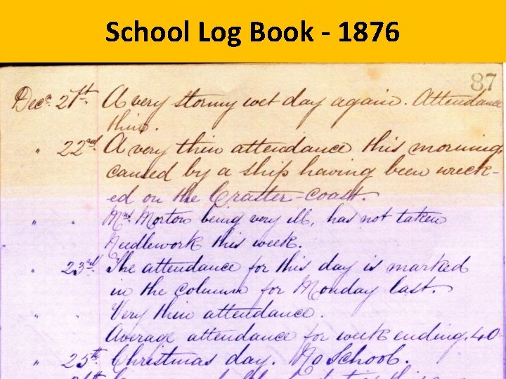 School Log Book - 1876 