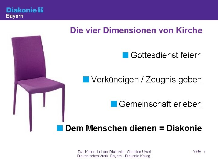 Bayern Die vier Dimensionen von Kirche Gottesdienst feiern Verkündigen / Zeugnis geben Gemeinschaft erleben