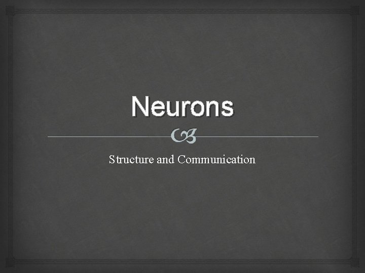 Neurons Structure and Communication 