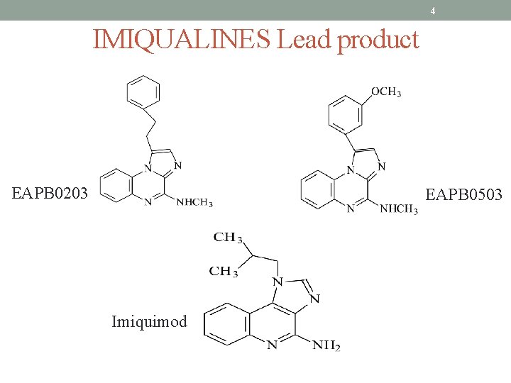 4 IMIQUALINES Lead product EAPB 0203 EAPB 0503 Imiquimod 