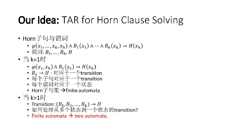 Our Idea: TAR for Horn Clause Solving • 