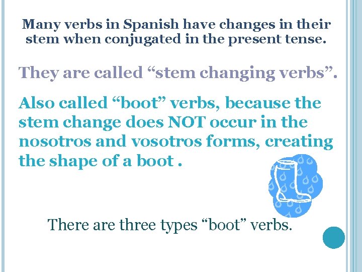 Many verbs in Spanish have changes in their stem when conjugated in the present