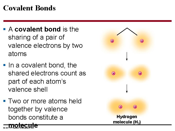 Covalent Bonds § A covalent bond is the sharing of a pair of valence