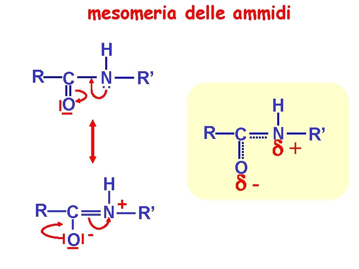 mesomeria delle ammidi H R C O N. . R’ H R C O-