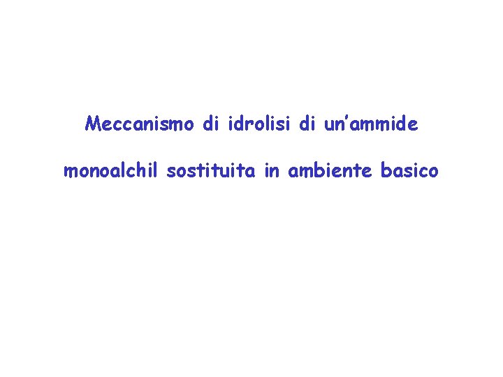 Meccanismo di idrolisi di un’ammide monoalchil sostituita in ambiente basico 