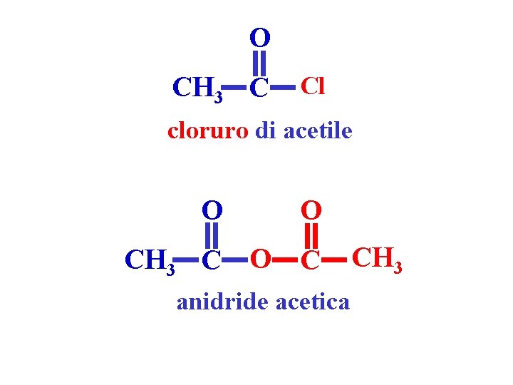 O CH 3 C Cl cloruro di acetile O CH 3 C O O
