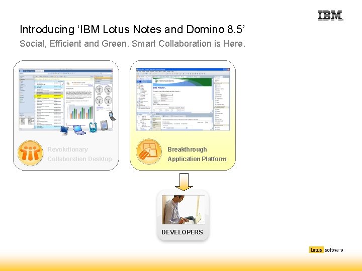 Introducing ‘IBM Lotus Notes and Domino 8. 5’ Social, Efficient and Green. Smart Collaboration Introducing ‘IBM Lotus Notes and Domino 8. 5’ Social, Efficient and Green. Smart Collaboration
