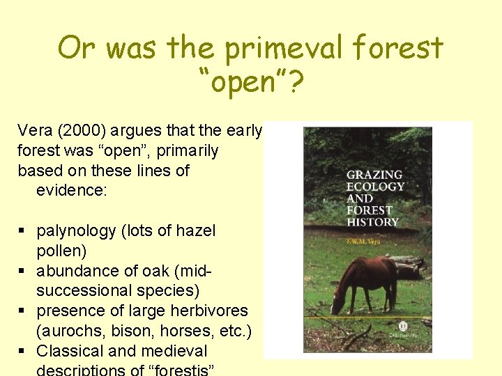 Or was the primeval forest “open”? Vera (2000) argues that the early forest was