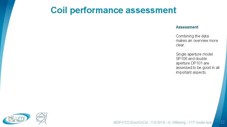 Coil performance assessment Assessment Combining the data makes an overview more clear. Single aperture