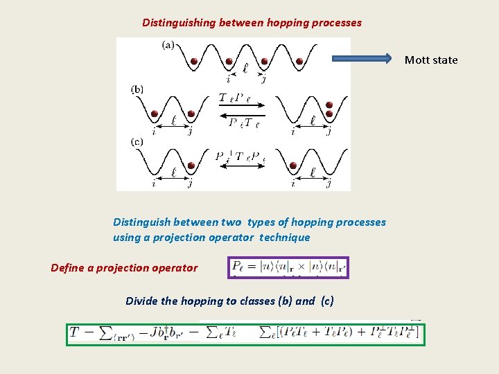 Distinguishing between hopping processes Mott state Distinguish between two types of hopping processes using