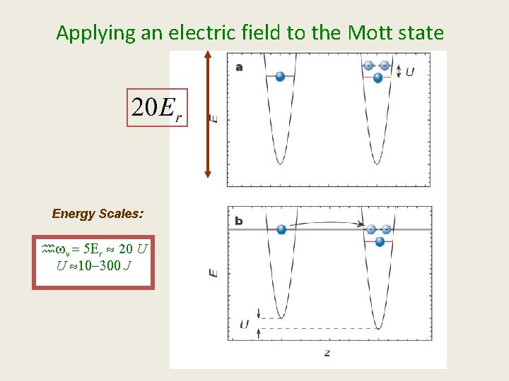 Applying an electric field to the Mott state Energy Scales: hwn = 5 Er
