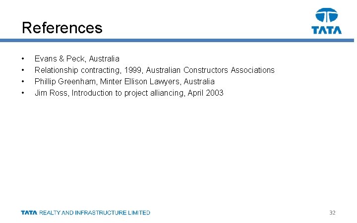 References • • Evans & Peck, Australia Relationship contracting, 1999, Australian Constructors Associations Phillip