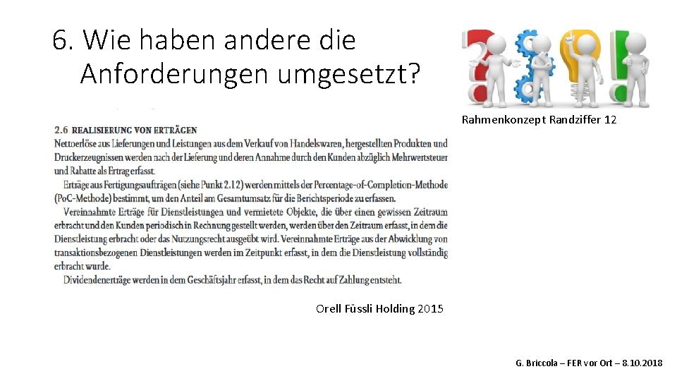 6. Wie haben andere die Anforderungen umgesetzt? Rahmenkonzept Randziffer 12 Orell Füssli Holding 2015
