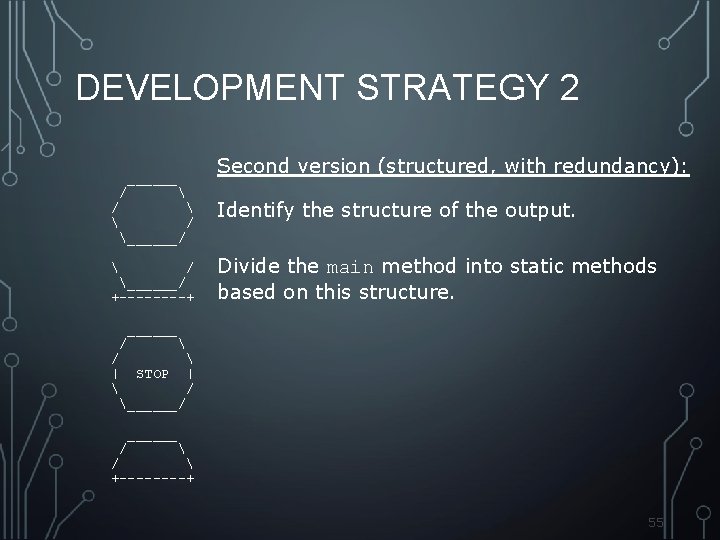 DEVELOPMENT STRATEGY 2 Second version (structured, with redundancy): ______ /   / Identify