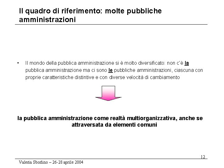 Il quadro di riferimento: molte pubbliche amministrazioni • Il mondo della pubblica amministrazione si
