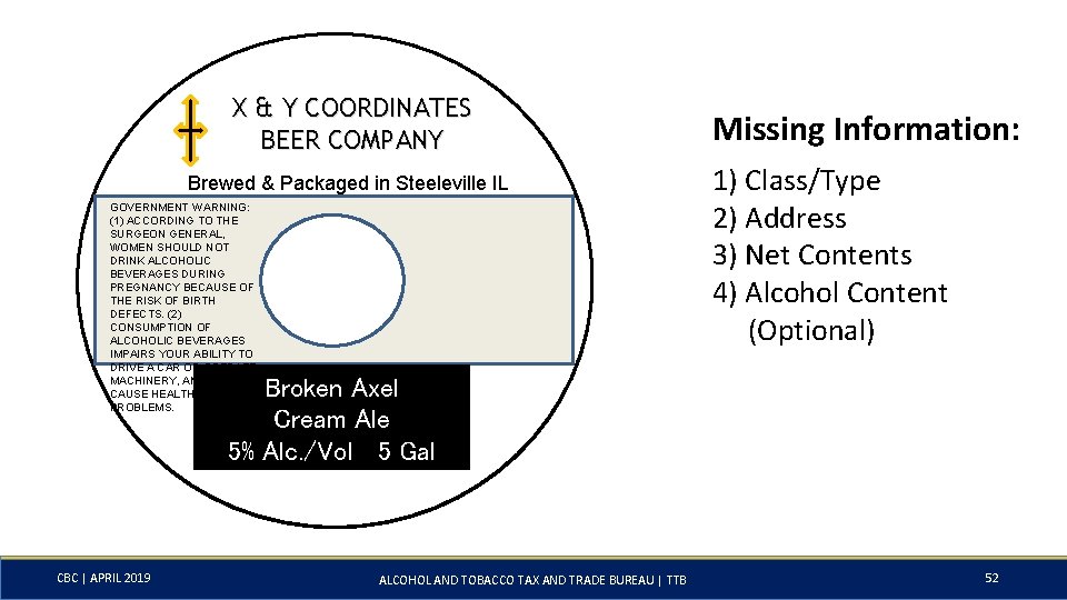 X & Y COORDINATES BEER COMPANY Brewed && Packaged in in Steeleville, Steeleville IL