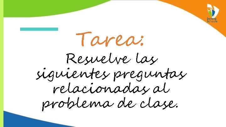 Tarea: Resuelve las siguientes preguntas relacionadas al problema de clase. 