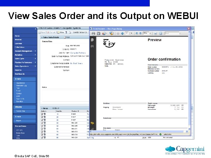 View Sales Order and its Output on WEBUI ãIndia SAP Co. E, Slide 56