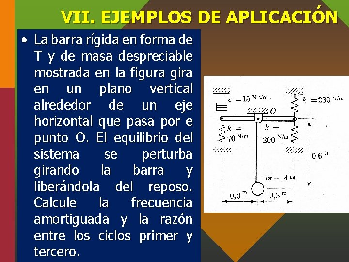 VII. EJEMPLOS DE APLICACIÓN • La barra rígida en forma de T y de