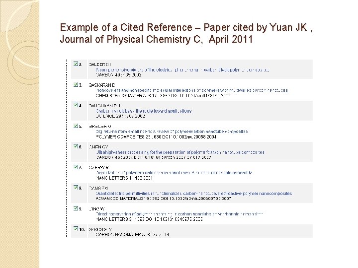 Example of a Cited Reference – Paper cited by Yuan JK , Journal of