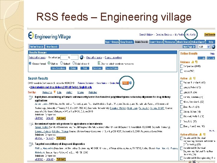 RSS feeds – Engineering village 
