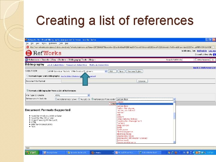 Creating a list of references 
