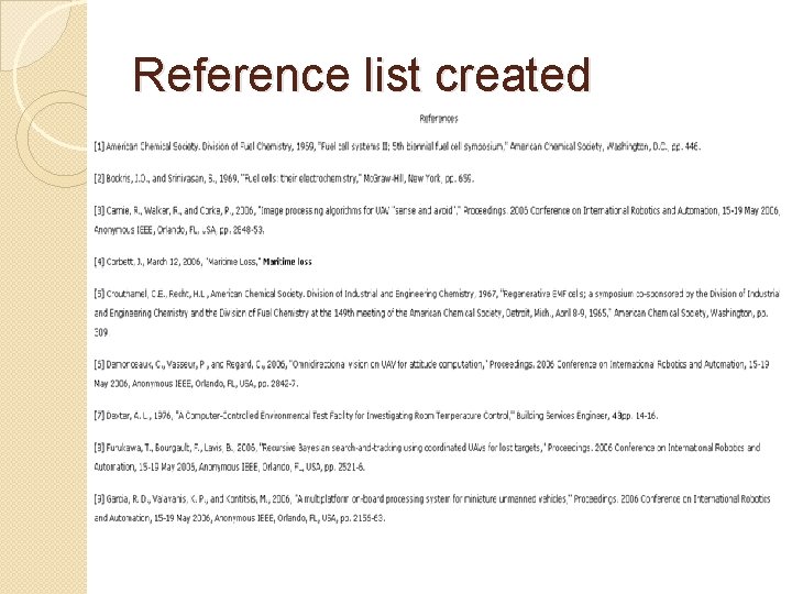 Reference list created 