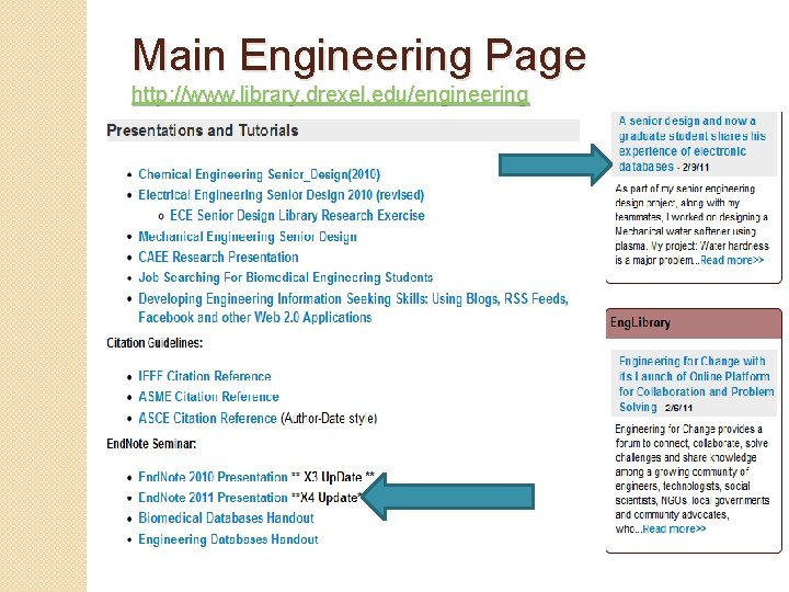 Main Engineering Page http: //www. library. drexel. edu/engineering 