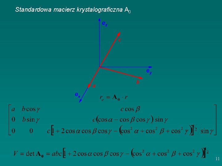Standardowa macierz krystalograficzna A 0 11 