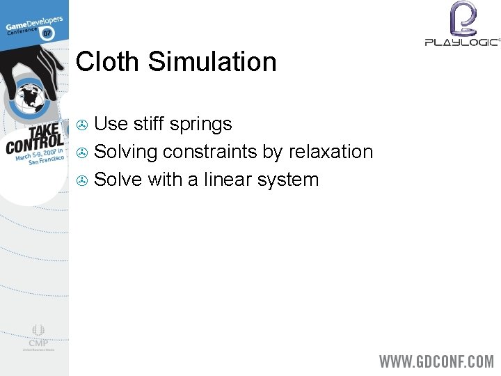 Cloth Simulation Use stiff springs > Solving constraints by relaxation > Solve with a