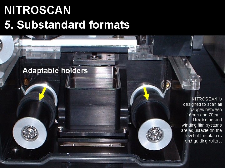 NITROSCAN 5. Substandard formats Adaptable holders NITROSCAN is designed to scan all gauges between