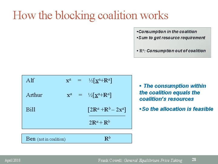 How the blocking coalition works §Consumption in the coalition §Sum to get resource requirement