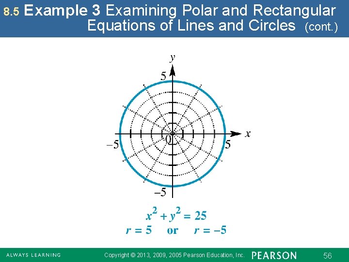 8. 5 Example 3 Examining Polar and Rectangular Equations of Lines and Circles (cont.