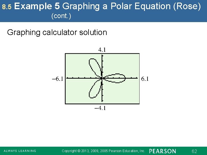 8. 5 Example 5 Graphing a Polar Equation (Rose) (cont. ) Graphing calculator solution