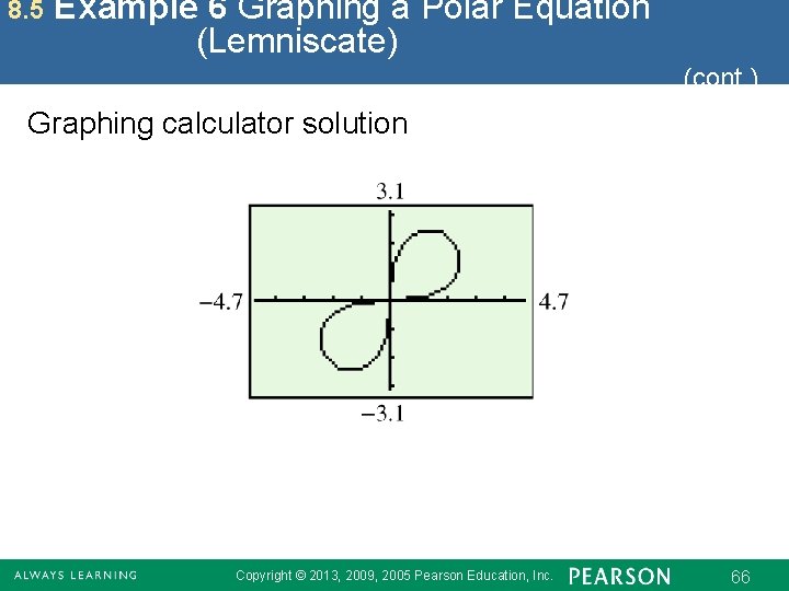 8. 5 Example 6 Graphing a Polar Equation (Lemniscate) (cont. ) Graphing calculator solution