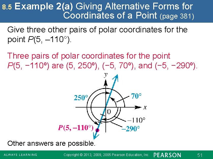 8. 5 Example 2(a) Giving Alternative Forms for Coordinates of a Point (page 381) 8. 5 Example 2(a) Giving Alternative Forms for Coordinates of a Point (page 381)