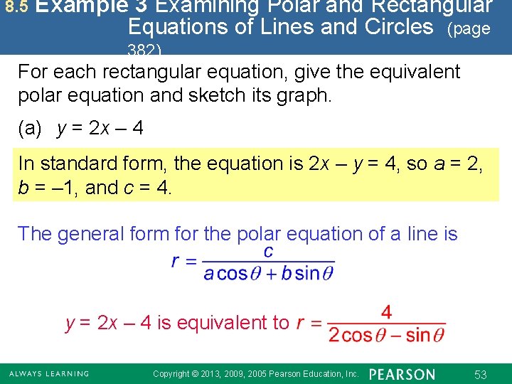 8. 5 Example 3 Examining Polar and Rectangular Equations of Lines and Circles (page 8. 5 Example 3 Examining Polar and Rectangular Equations of Lines and Circles (page
