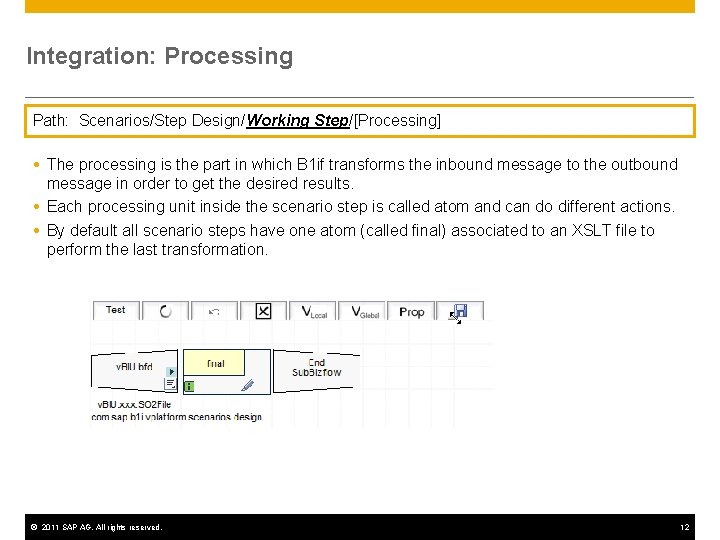 Integration: Processing Path: Scenarios/Step Design/Working Step/[Processing] The processing is the part in which B