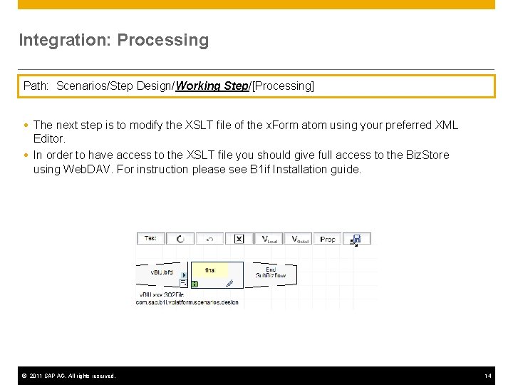 Integration: Processing Path: Scenarios/Step Design/Working Step/[Processing] The next step is to modify the XSLT