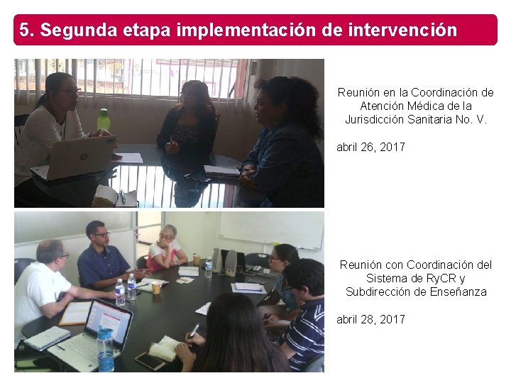 5. Segunda etapa implementación de intervención Reunión en la Coordinación de Atención Médica de